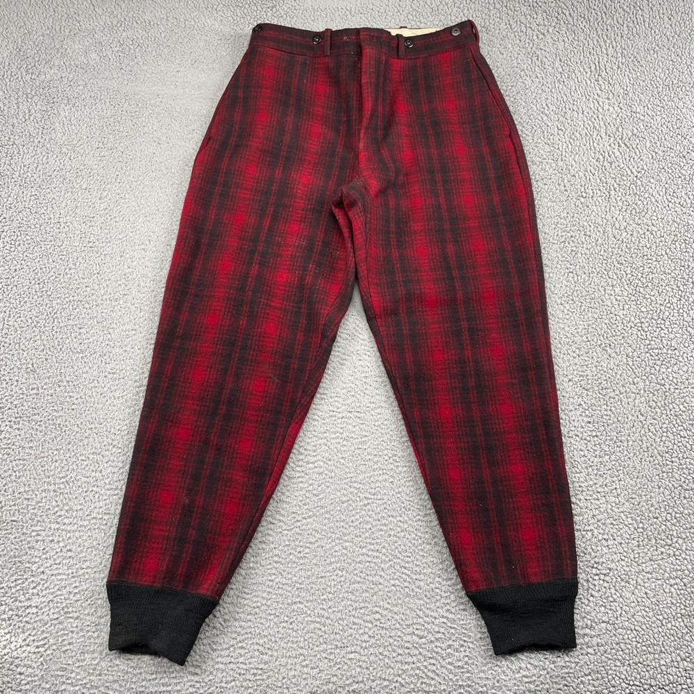 Vintage Woolrich Hunting Pants 1940-50s Mens 36 Buffalo Tartan Plaid Wool 1983C